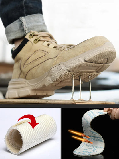 Zapatos de seguridad para hombre y mujer 2024, ligeros, indestructibles, con puntera de acero y plantilla de Kevlar.
