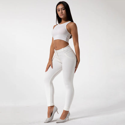 Mallas deportivas Shascullfites Melody blancas para mujer, leggings de yoga, mallas push-up para gimnasio, mallas ajustadas para correr.