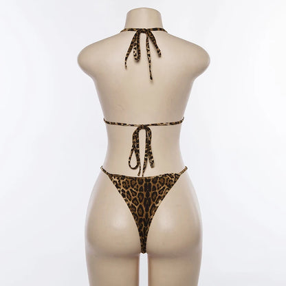 Bikinis para mujer, traje de baño de dos piezas 2025, conjunto de bikini con estampado de leopardo, traje de baño push-up, estilo brasileño, ropa de playa de verano, bañador biquini.