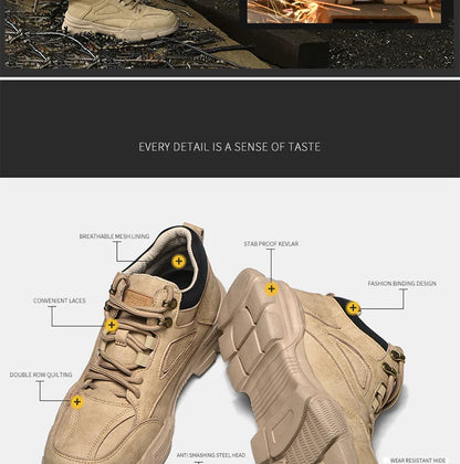 Zapatos de seguridad para hombre y mujer 2024, ligeros, indestructibles, con puntera de acero y plantilla de Kevlar.