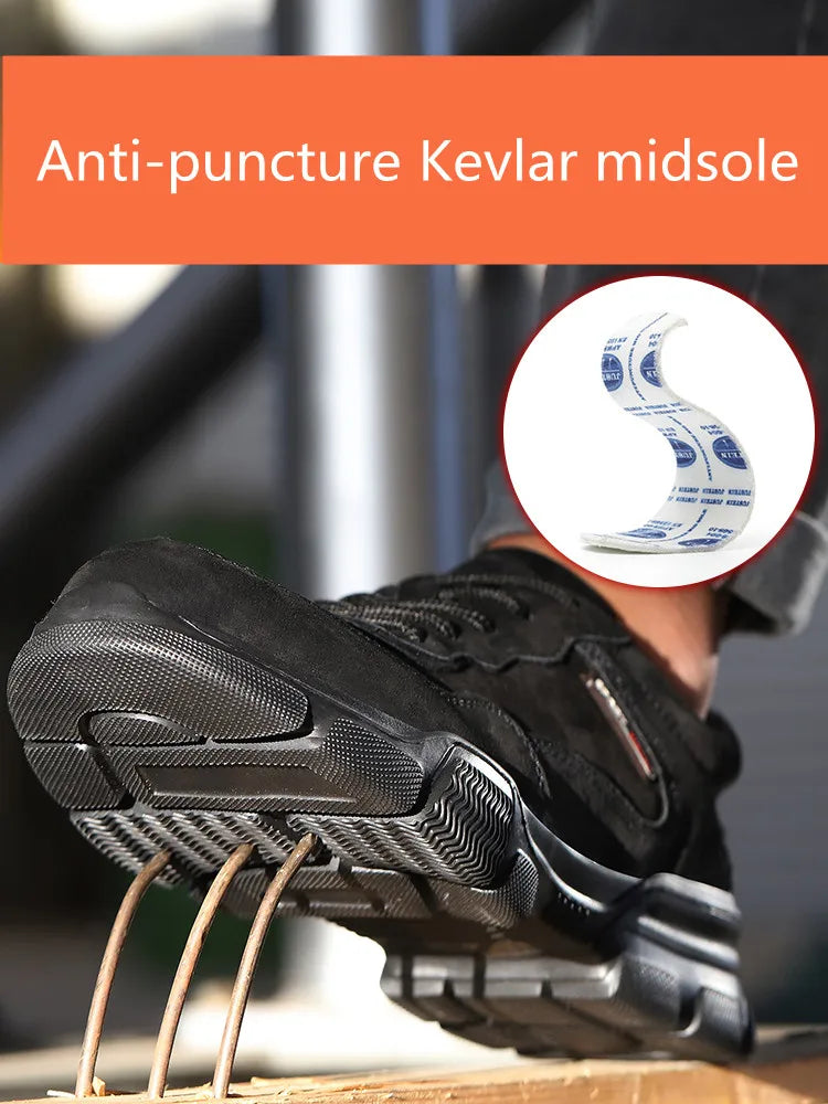 Work Safety Shoes Men Slip On Lightweight Steel Toe Shoes Women Indestructible Anti-puncture Work Shoes Men Sneakers