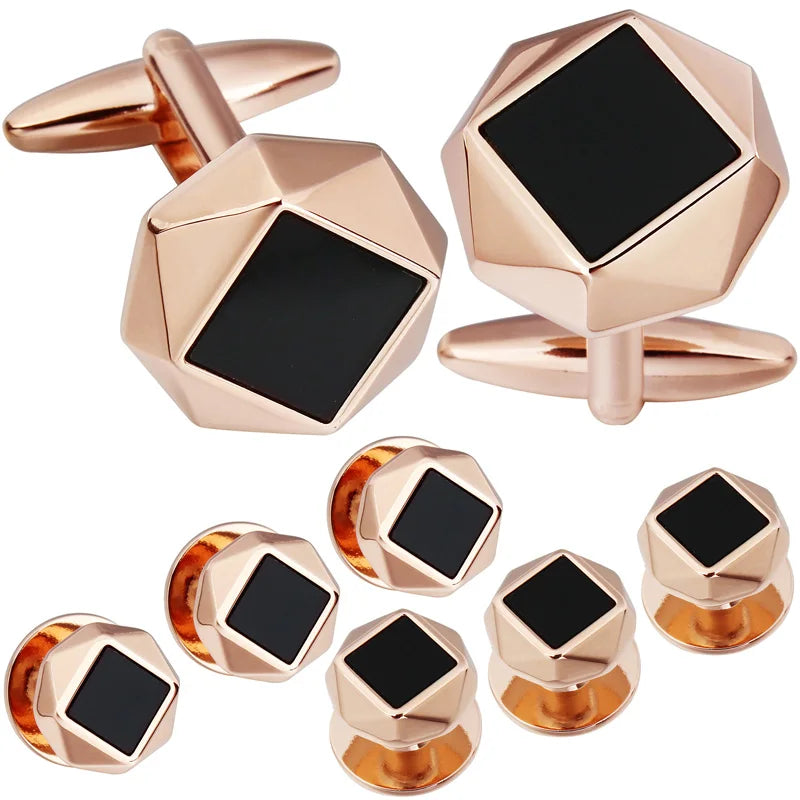 Gemelos y tachuelas de acrílico para hombre, accesorios de joyería para camisa de esmoquin, bodas, fiestas y reuniones, regalo para él con caja de regalo.