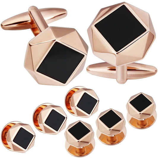 Gemelos y tachuelas de acrílico para hombre, accesorios de joyería para camisa de esmoquin, bodas, fiestas y reuniones, regalo para él con caja de regalo.