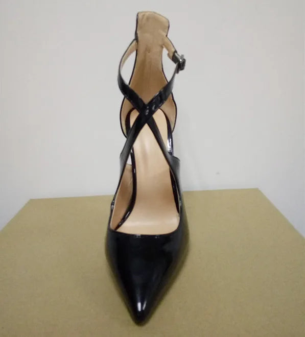 Sandalias de gladiador con hebilla y tacones de aguja para mujer, para oficina, fiesta, boda, tacones altos, tallas grandes 34-48 83-4