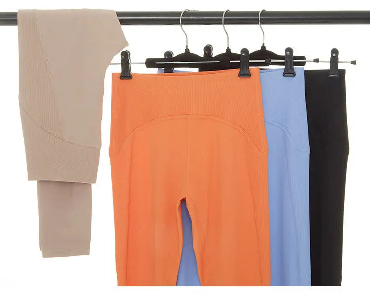 Pantalones de yoga para mujer, sensación de desnudez, alta elasticidad, nailon, cintura alta, leggings deportivos, realce, para correr, gimnasio, ropa deportiva femenina.