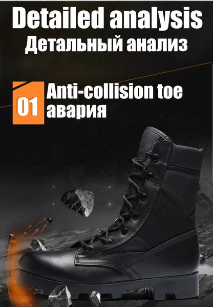 TaoBo 2024 Original Military Leather Boots Size 40-45 Men High Top Tactical Desert Combat Shoes SWAT Army Hiking Boot Zapatos