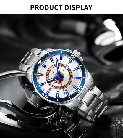 Relojes CURREN para hombre, relojes de negocios de moda para hombre con correa de acero inoxidable, reloj de cuarzo resistente al agua para hombre con fecha automática