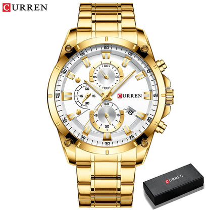 Relojes de oro para hombre, marca superior de lujo CURREN, reloj de pulsera de cuarzo, reloj de negocios deportivo e informal de moda, reloj para hombre, reloj para hombres
