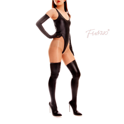 Botas de tacón superalto con efecto mojado de Ftshist para mujer, con tacón de aguja por encima de la rodilla, de piel sintética, con efecto calcetín elástico, zapatos ajustados para cosplay