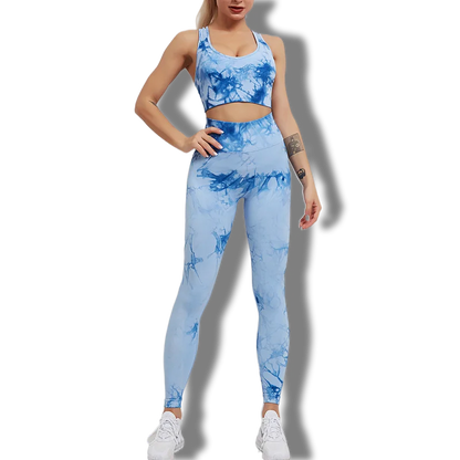 Conjunto de 2 piezas de yoga y gimnasio para mujer, con sujetador deportivo y camiseta de manga larga, leggings con cintura alta, chándal deportivo de moda para niñas.