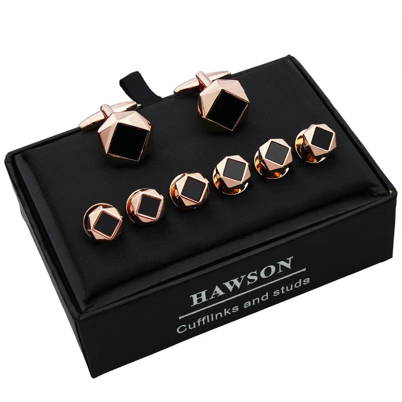 Gemelos y tachuelas de acrílico para hombre, accesorios de joyería para camisa de esmoquin, bodas, fiestas y reuniones, regalo para él con caja de regalo.
