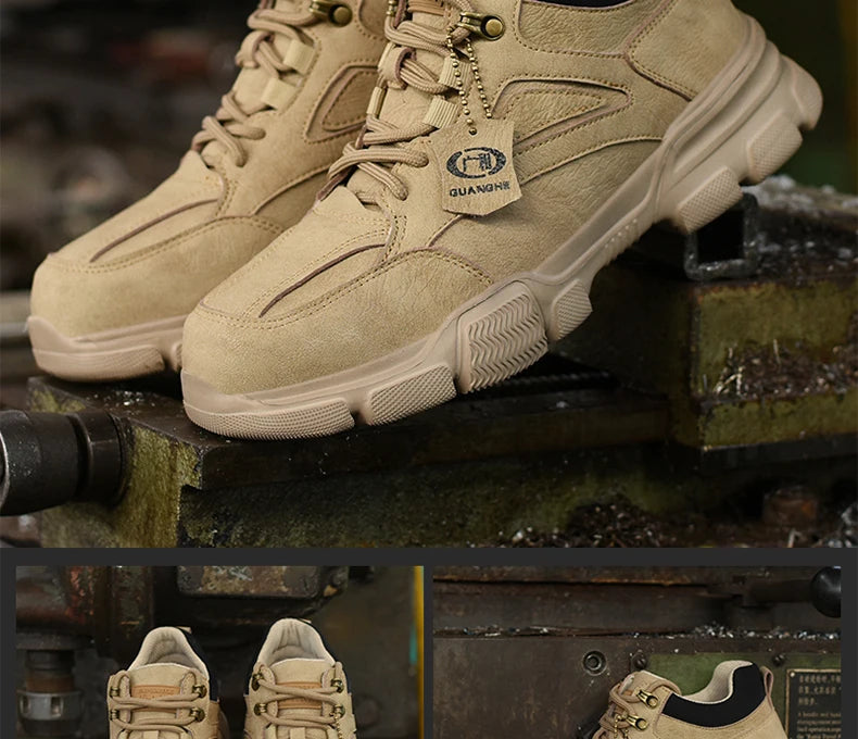 Zapatos de seguridad para hombre y mujer 2024, ligeros, indestructibles, con puntera de acero y plantilla de Kevlar.