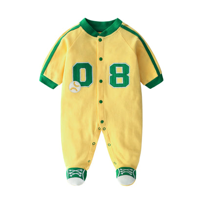 Ropa de bebé, mono para recién nacidos, ropa para niños pequeños, estilo deportivo de béisbol, ropa de algodón para bebés, ropa de primavera para niños pequeños.