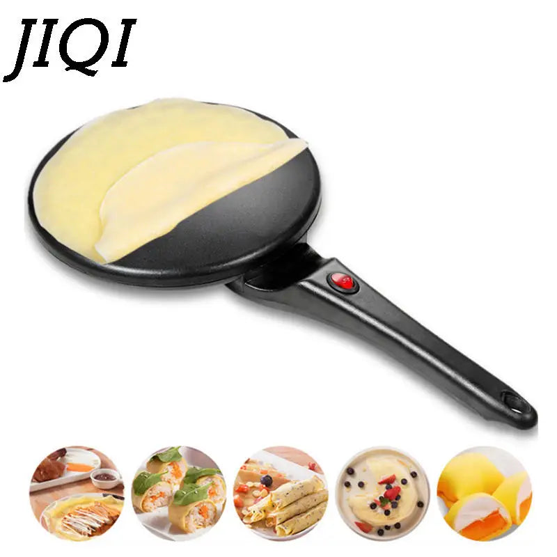 Máquina para hacer panqueques antiadherente de 110 V y 220 V para el hogar, sartén eléctrica para hornear crepes, calentamiento instantáneo, rollos de primavera, masa, freír y asar.