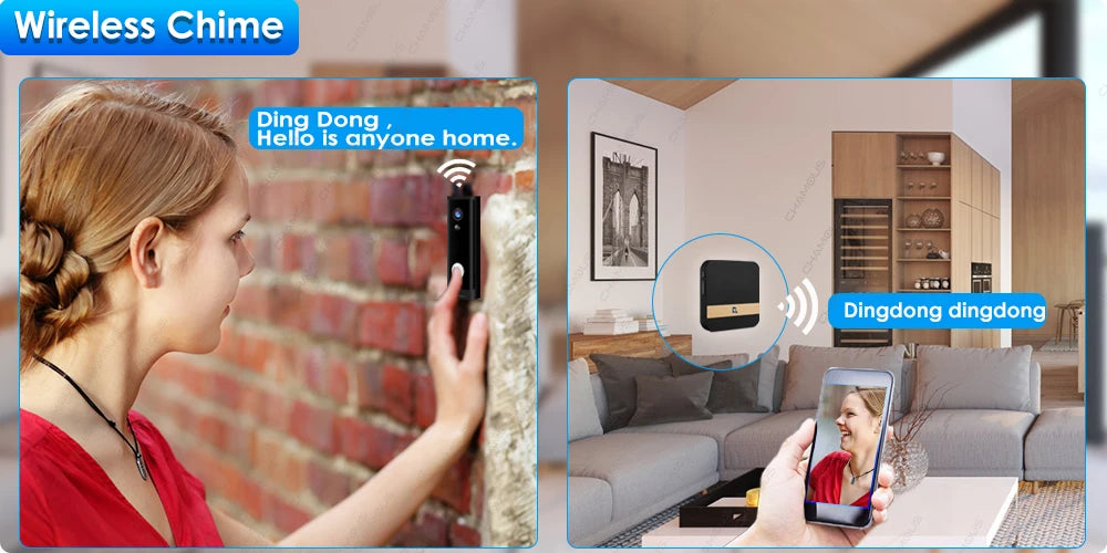 Videoportero Tuya WiFi 1080P HD con batería, visión nocturna, seguridad y control por app (Alexa, Google).