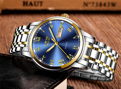 LIGE, nueva marca de lujo, reloj de pulsera de primera moda para negocios y ocio, relojes deportivos impermeables, reloj de cuarzo con calendario, reloj Masculino