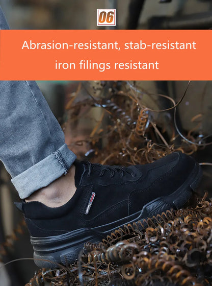 Work Safety Shoes Men Slip On Lightweight Steel Toe Shoes Women Indestructible Anti-puncture Work Shoes Men Sneakers