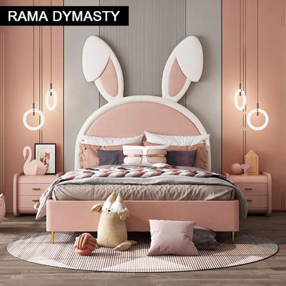 Camas para niños Camas de animales Dormitorio para niñas Muebles Marco de madera maciza Cama para niñas Chambre bebe Camas suaves Camas de conejo