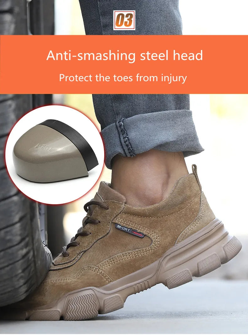 Work Safety Shoes Men Slip On Lightweight Steel Toe Shoes Women Indestructible Anti-puncture Work Shoes Men Sneakers