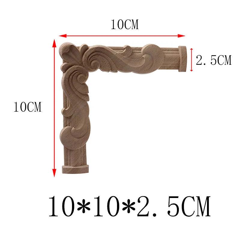 NUEVA Decoración Decoración Europea Moderna Calcomanía de Madera Aplique de Madera Marco de Madera Hojas Grandes Largas Madera de Caucho Ventana Esquina Paredes