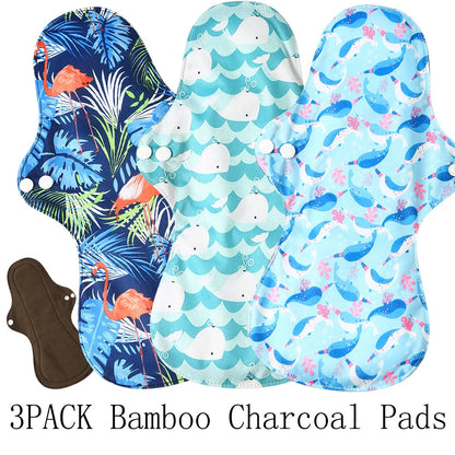 3 compresas menstruales reutilizables de bambú orgánico extragrandes, compresas para flujo abundante, lavables, para mamás, para uso nocturno.
