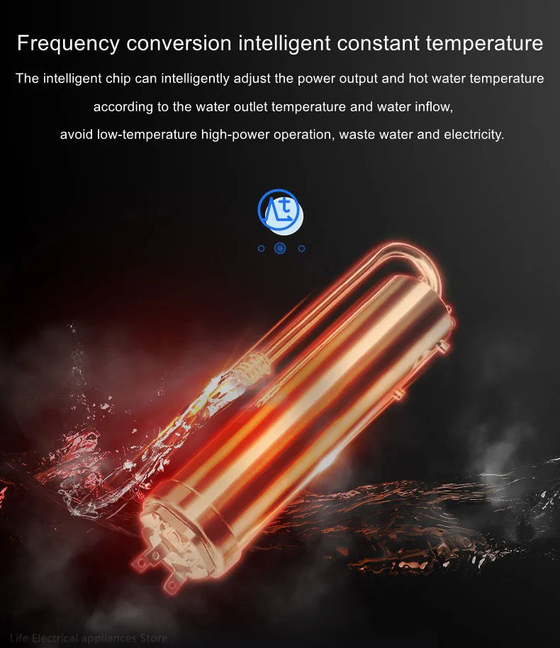 Calentador de agua eléctrico, ducha eléctrica, calentamiento rápido, máquina de CC para el hogar (cocina, baño), agua caliente ilimitada, control remoto