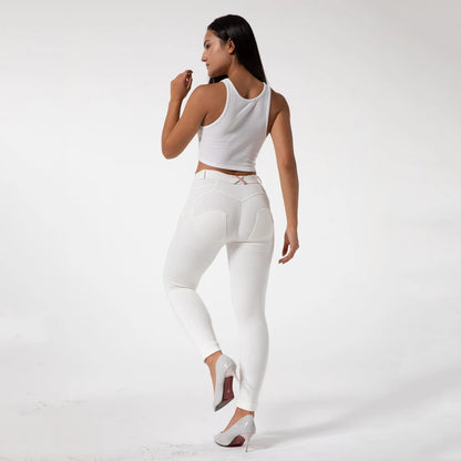 Mallas deportivas Shascullfites Melody blancas para mujer, leggings de yoga, mallas push-up para gimnasio, mallas ajustadas para correr.