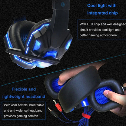 Auriculares para juegos 2021 con luz LED, micrófono, estéreo, graves profundos, para PC, portátil, gamer