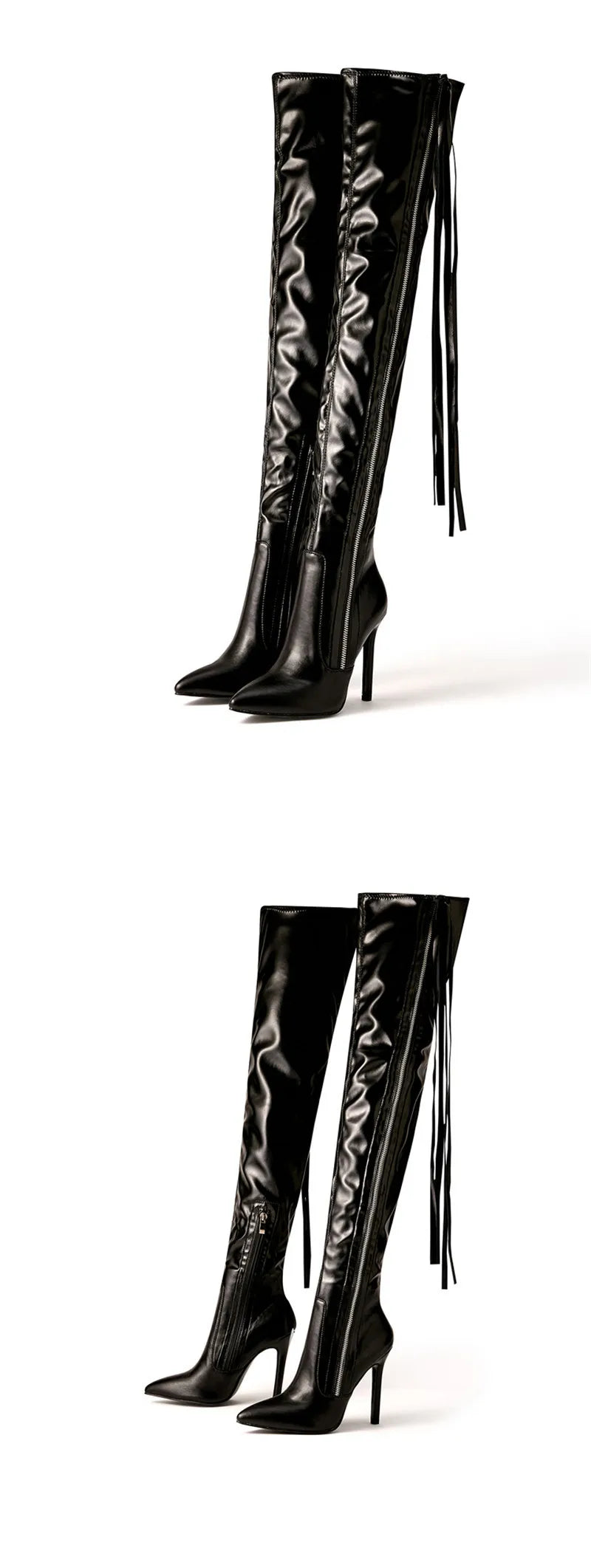 Botas por encima de la rodilla para mujer de Eilyken, zapatos de tacón alto, sexys, con punta puntiaguda y cremallera, botas largas de invierno para mujer