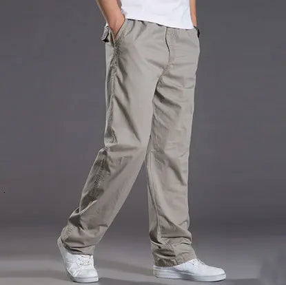 Pantalones cargo casuales de algodón para hombre, con bolsillos, corte recto y holgado, elásticos, ideales para el trabajo. Talla 6XL.