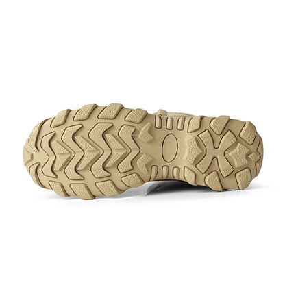 Botas de cuero de alta calidad para hombre, botas tácticas de combate para el desierto, zapatos de senderismo para exteriores, botines de seguridad para el trabajo.