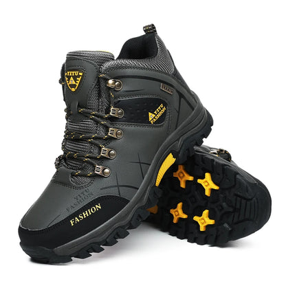 Botas de nieve de invierno para hombre, impermeables, de cuero, muy cálidas, para exteriores, senderismo, trabajo, talla 39-47