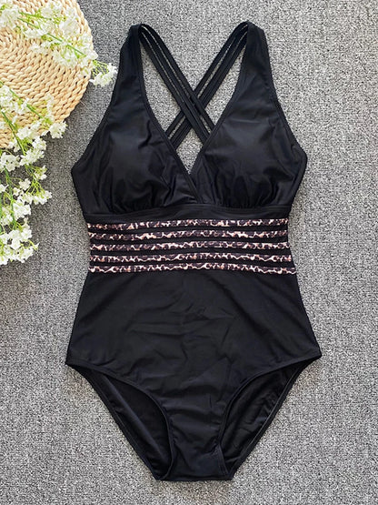 Traje de baño de una pieza sexy 2023 para mujer, con vendaje cruzado y espalda descubierta, monokini de realce, ropa de playa