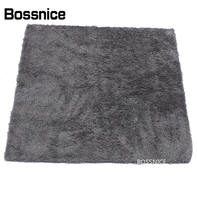Toalla de microfibra Bossnice de 40 x 40 cm, 500 g/m², súper suave, sin bordes, para el cuidado del coche, pulido y acabados, color gris claro.