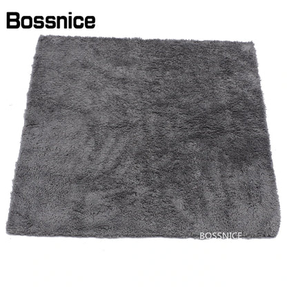 Toalla de microfibra Bossnice de 40 x 40 cm, 500 g/m², súper suave, sin bordes, para el cuidado del coche, pulido y acabados, color gris claro.