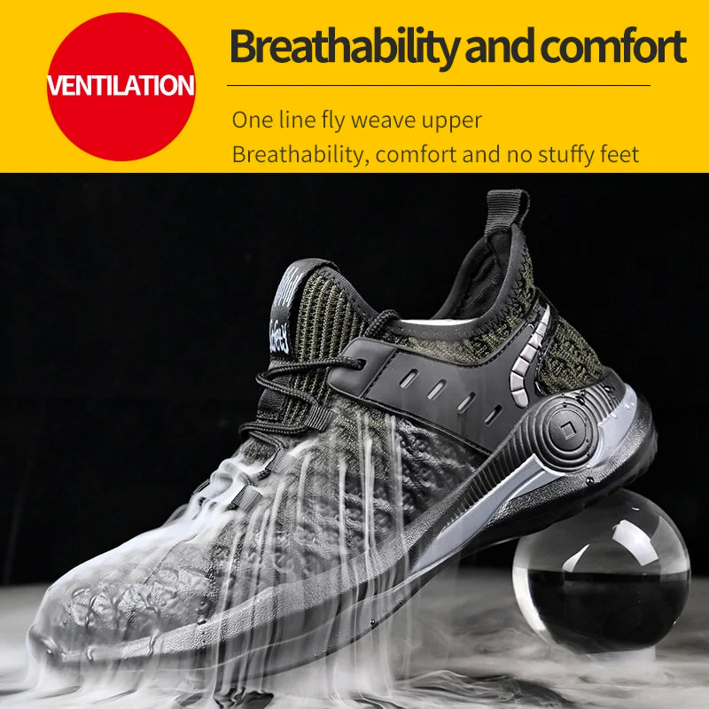 Zapatos de seguridad para hombre, tallas 37-50, botas con punta de acero, zapatillas de trabajo antiperforación, calzado masculino, zapatos de construcción indestructibles.