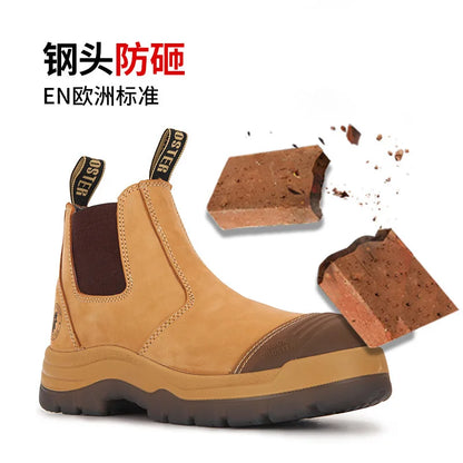 ROCKROOSTER Zapatos de senderismo para hombre, botas de caza impermeables, zapatos de seguridad de cuero, botines tácticos, zapatos de trabajo, zapatillas deportivas con punta de acero