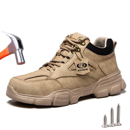 Zapatos de seguridad para hombre y mujer 2024, ligeros, indestructibles, con puntera de acero y plantilla de Kevlar.