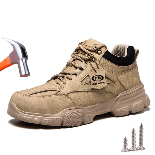 Zapatos de seguridad para hombre y mujer 2024, ligeros, indestructibles, con puntera de acero y plantilla de Kevlar.