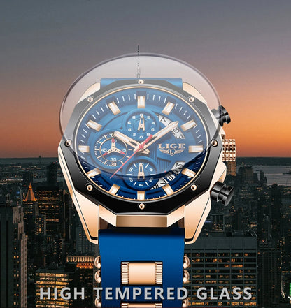 LIGE 2024 - Nuevos relojes de moda para hombre, marca superior de lujo, reloj deportivo de silicona, reloj de cuarzo con fecha, reloj de pulsera resistente al agua, cronógrafo