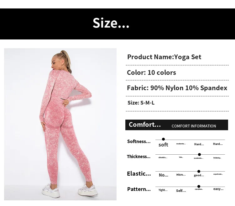 Conjunto de Yoga para Mujer de Alta Calidad, Sin Costuras, 2 Piezas, Camiseta Deportiva de Manga Larga con Color Degradado y Leggings Cortos, Ropa Deportiva para Mujer, 2 Piezas