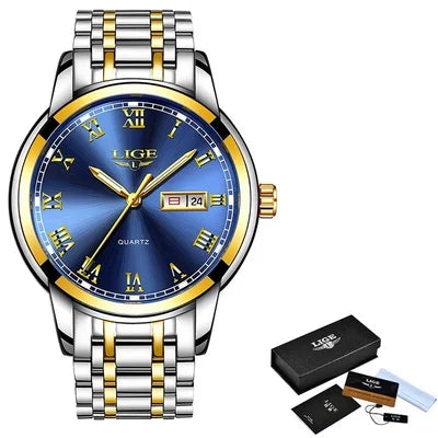 LIGE, nueva marca de lujo, reloj de pulsera de primera moda para negocios y ocio, relojes deportivos impermeables, reloj de cuarzo con calendario, reloj Masculino