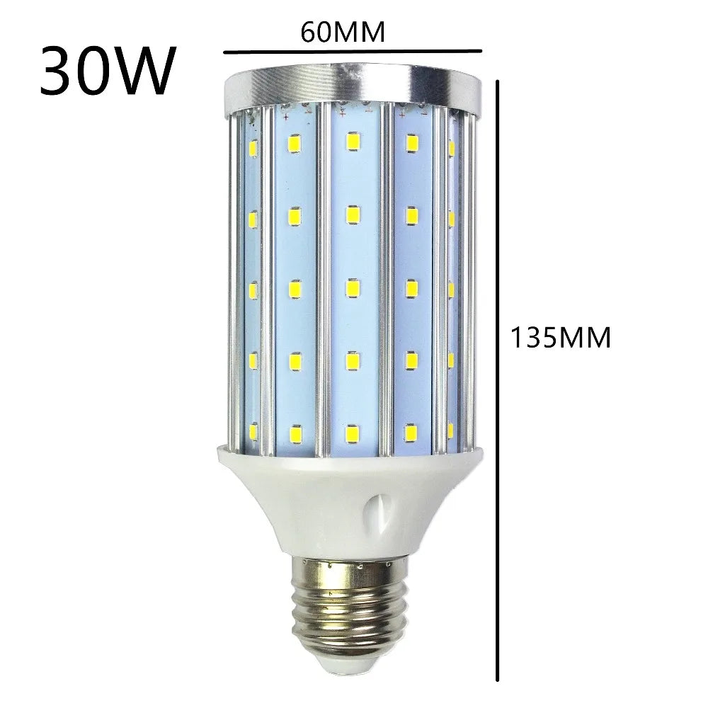 Farola tipo mazorca de maíz, 250 W, 200 W, 100 W, 80 W, 60 W, 50 W, 40 W, 30 W, 25 W, bombilla LED, carcasa de aluminio, 220 V, casquillo E26, E27, E39, E40, luz blanca fría natural