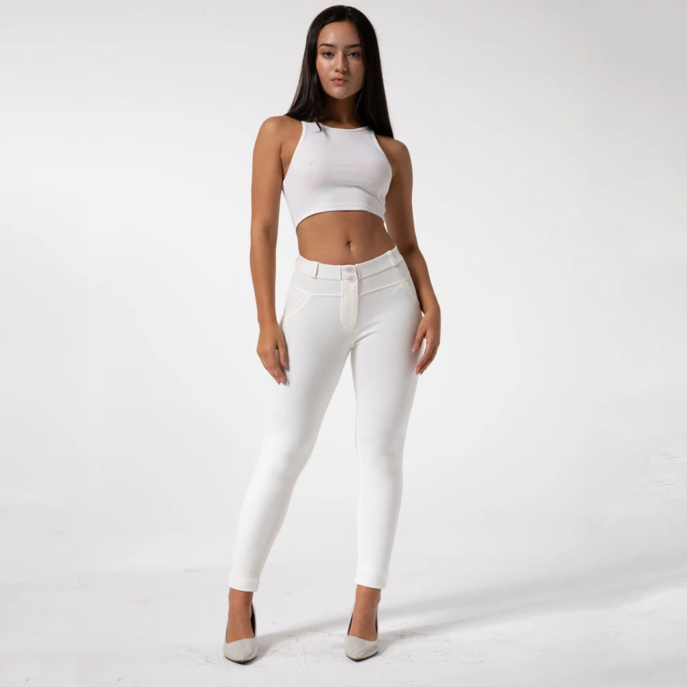 Mallas deportivas Shascullfites Melody blancas para mujer, leggings de yoga, mallas push-up para gimnasio, mallas ajustadas para correr.