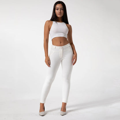 Mallas deportivas Shascullfites Melody blancas para mujer, leggings de yoga, mallas push-up para gimnasio, mallas ajustadas para correr.