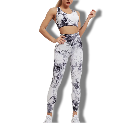Conjunto de 2 piezas de yoga y gimnasio para mujer, con sujetador deportivo y camiseta de manga larga, leggings con cintura alta, chándal deportivo de moda para niñas.