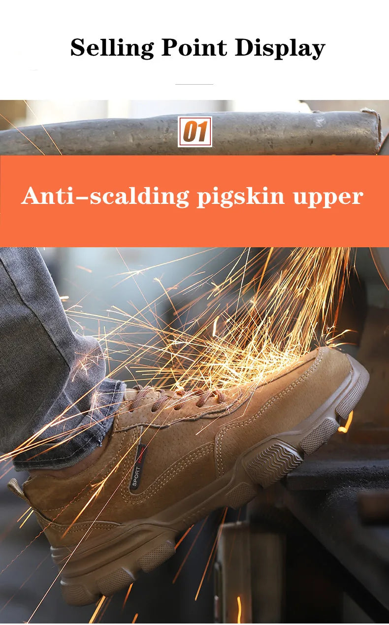 Work Safety Shoes Men Slip On Lightweight Steel Toe Shoes Women Indestructible Anti-puncture Work Shoes Men Sneakers