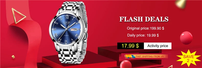 LIGE, nueva marca de lujo, reloj de pulsera de primera moda para negocios y ocio, relojes deportivos impermeables, reloj de cuarzo con calendario, reloj Masculino