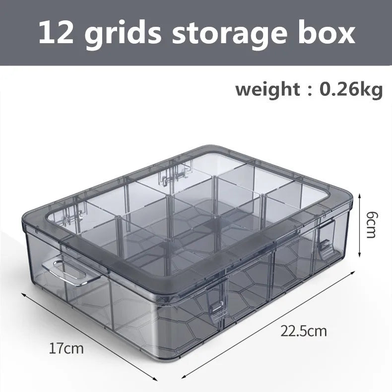 Organizador de 9 a 24 rejillas, contenedor de almacenamiento ajustable, compartimento de plástico, caja de almacenamiento, soporte para tornillos, estuche, contenedor de exhibición