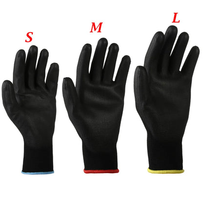 1 par de guantes de trabajo de seguridad, negros, antiestáticos y antideslizantes, recubiertos de poliuretano, de nailon PU, tallas S/M/L.